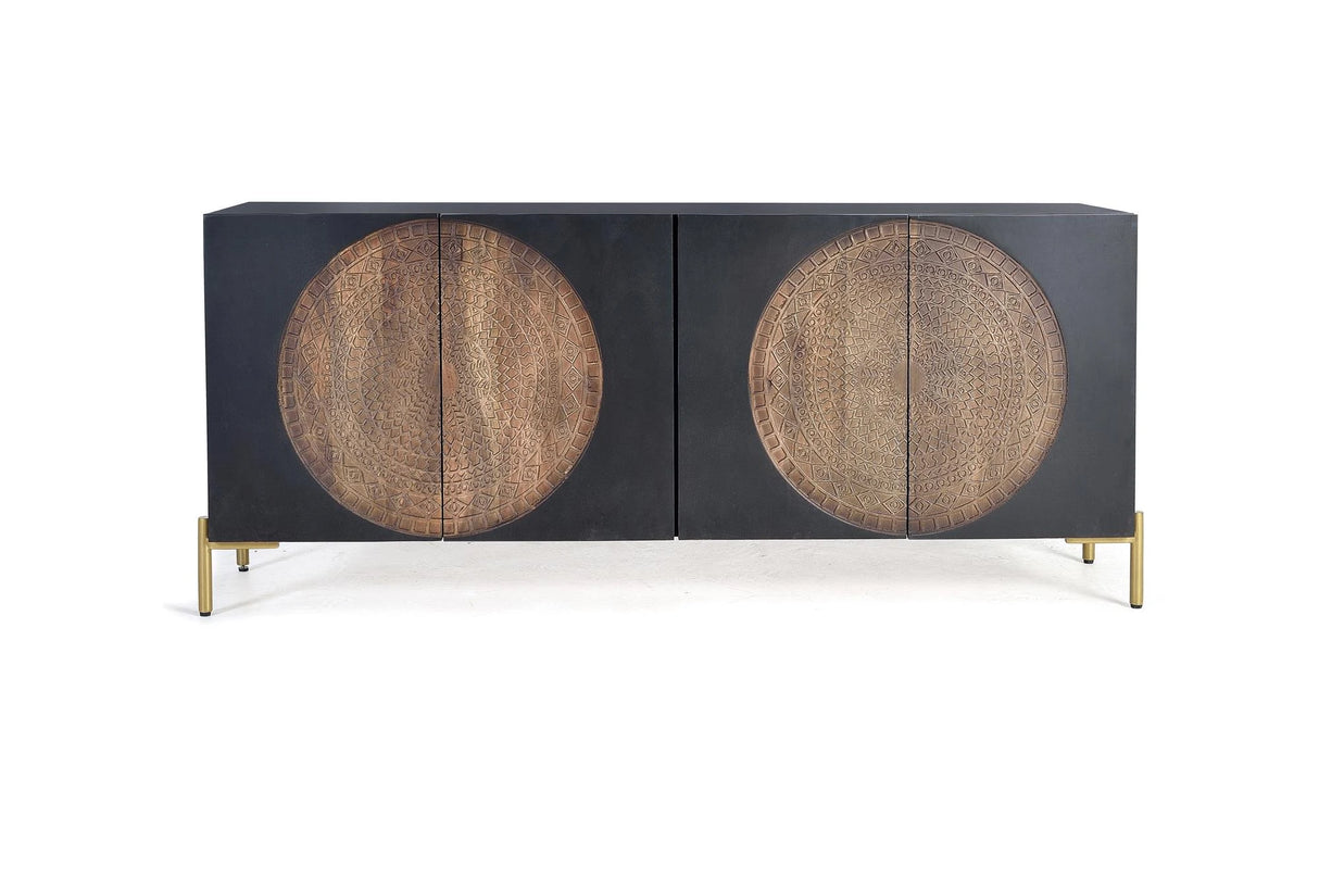 Giner and Colomer - 4-Door Mango Wood Sideboard With Metal Legs