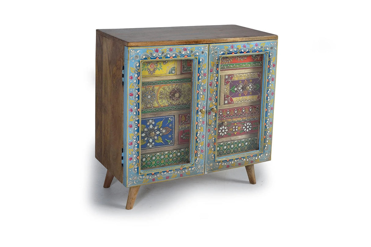 Giner and Colomer - 7-Drawer, 2-Door Mango Wood Chest With Hand-Painted Finish