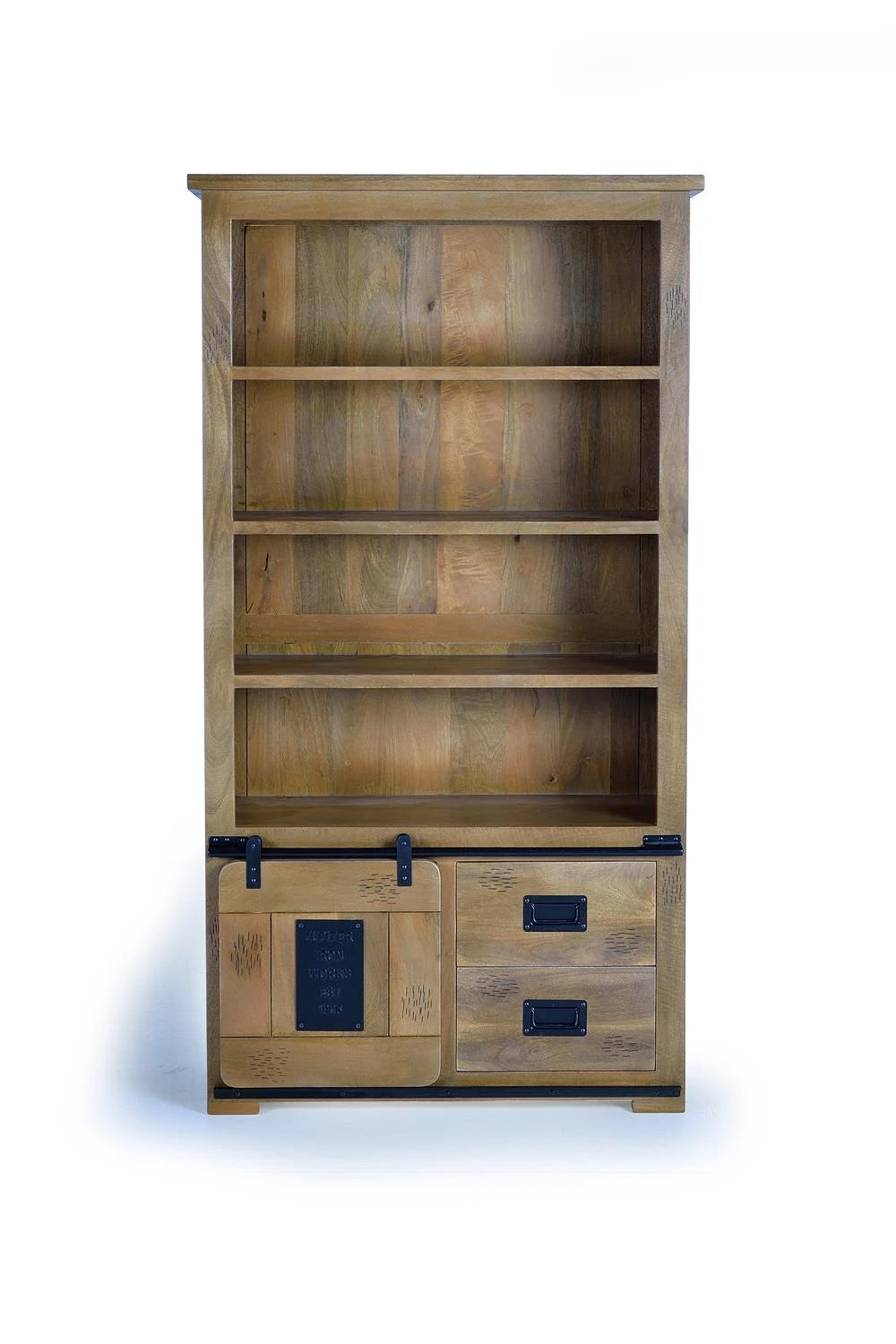 Giner and Colomer - Industrial Mango Wood Display Cabinet With 1 Sliding Door & 2 Drawers