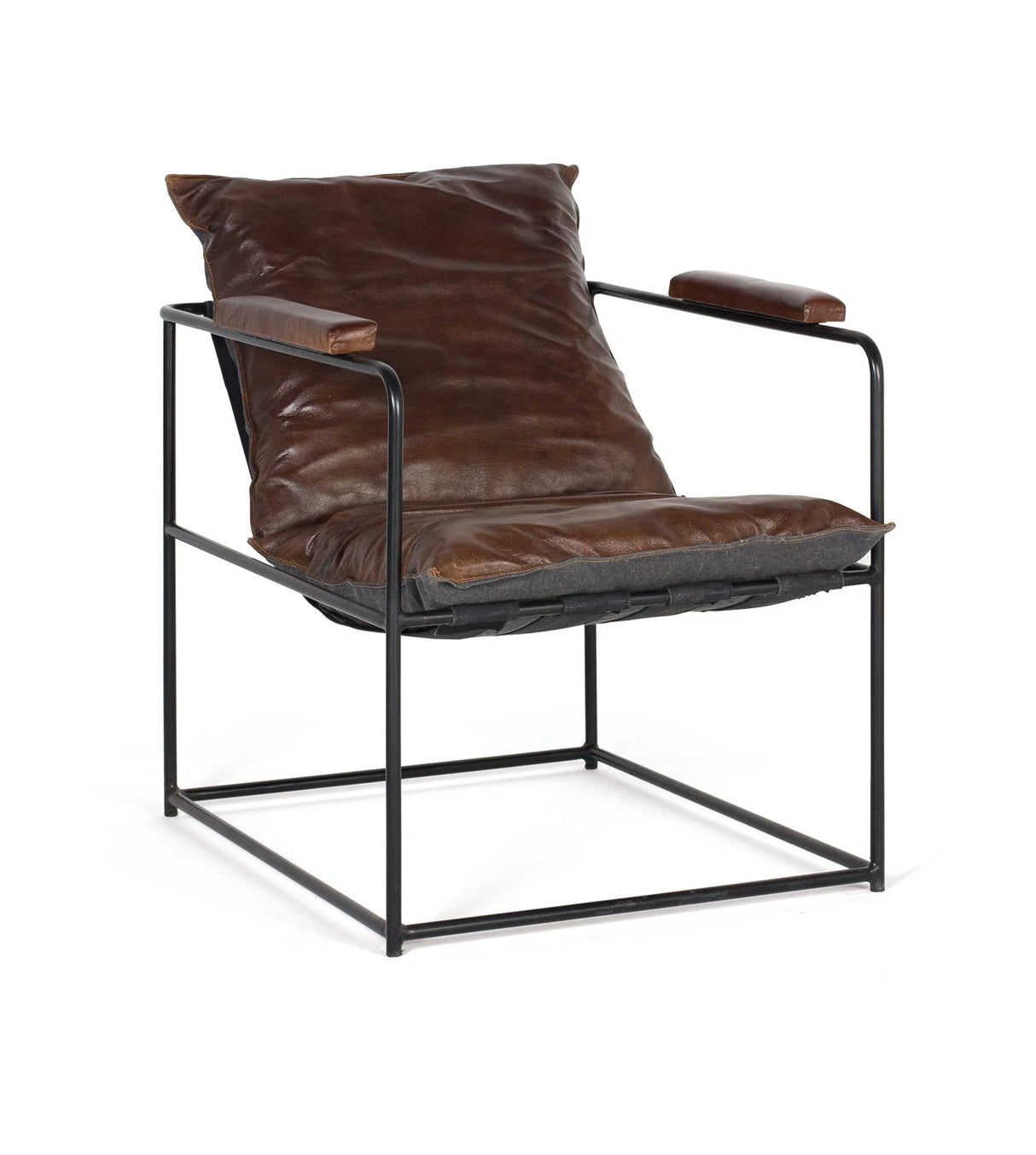 Giner and Colomer - Brown Leather Armchair With Metal Frame