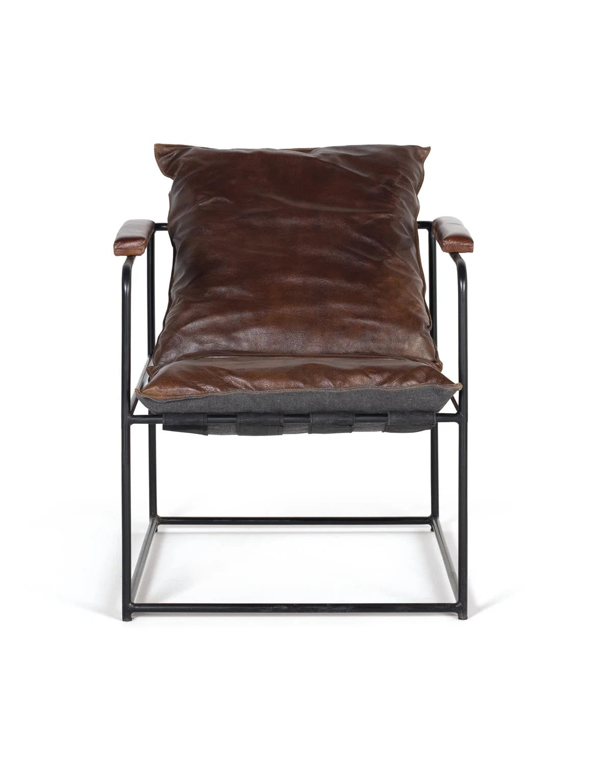 Giner and Colomer - Brown Leather Armchair With Metal Frame