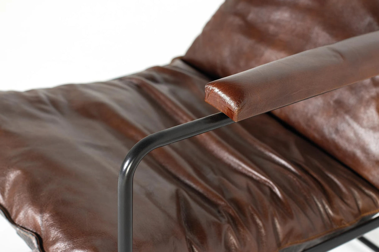 Giner and Colomer - Brown Leather Armchair With Metal Frame