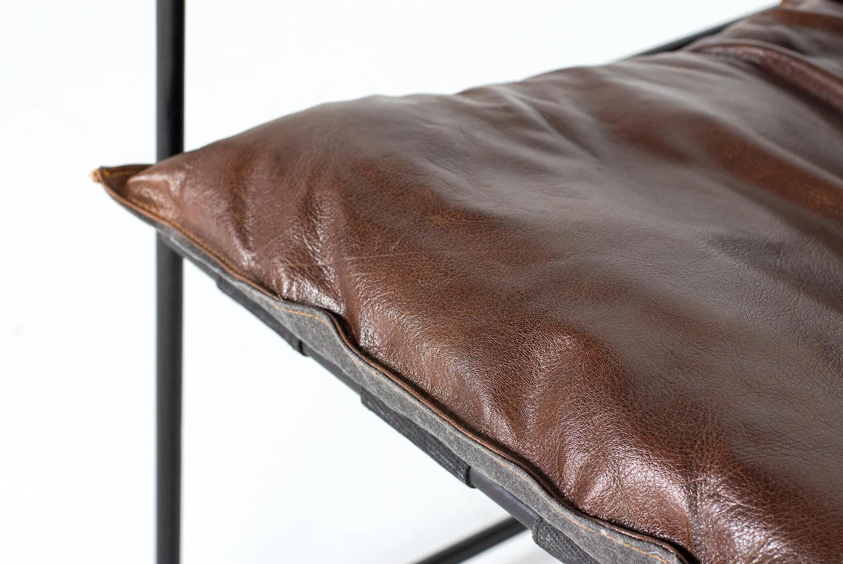 Giner and Colomer - Brown Leather Armchair With Metal Frame