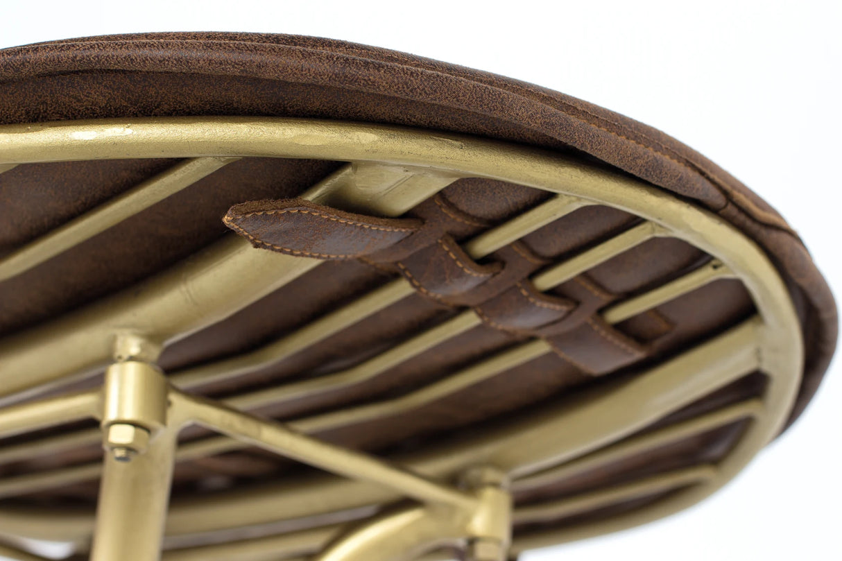 Giner and Colomer - Brown Leather Stool With Metal Frame (Seat Height: 80 cm)