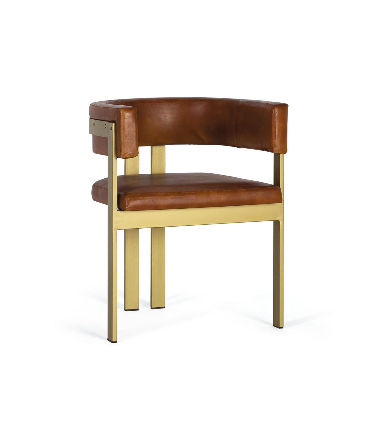 Giner and Colomer - Brown Leather Armchair With Metal Frame