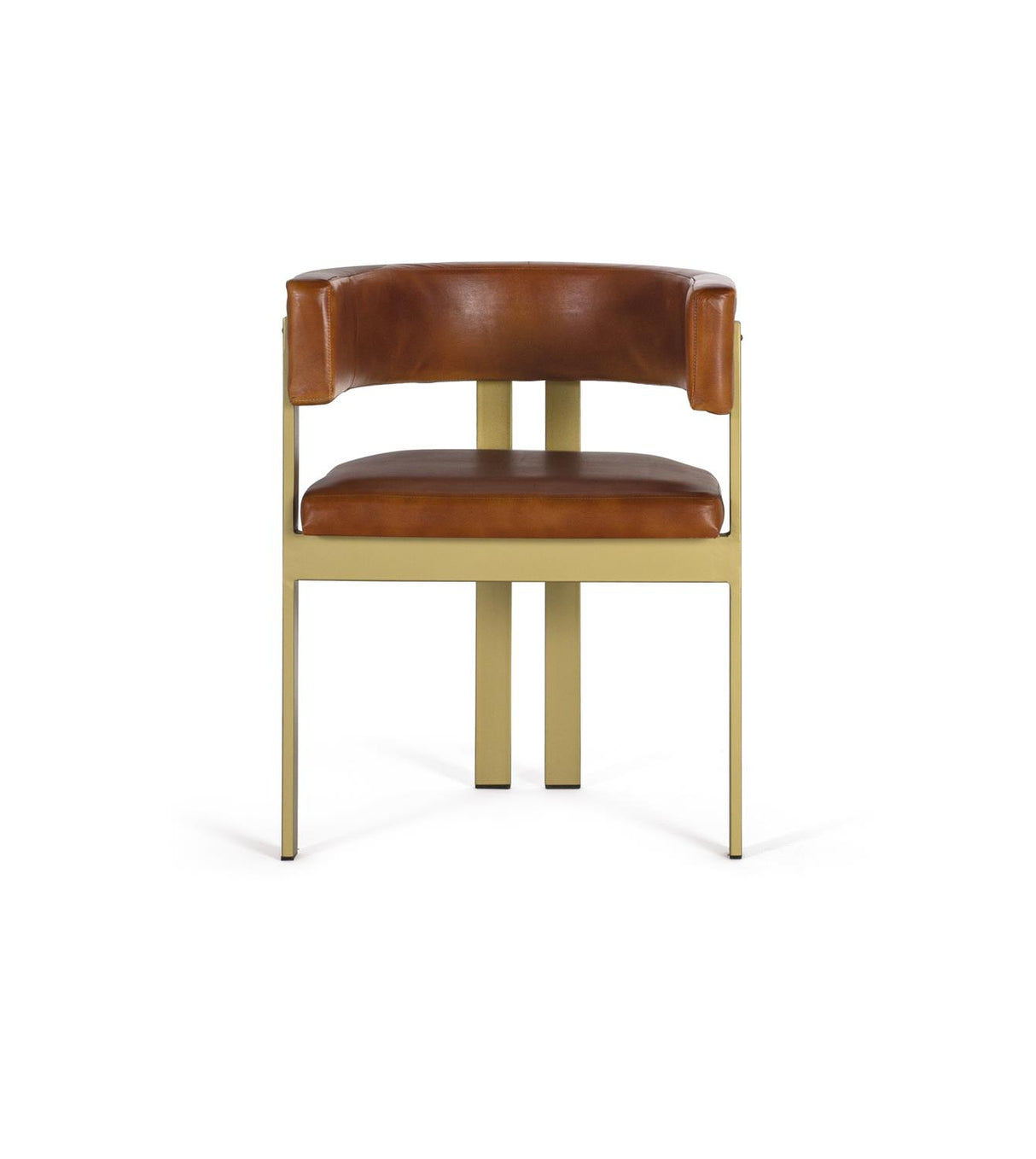 Giner and Colomer - Brown Leather Armchair With Metal Frame