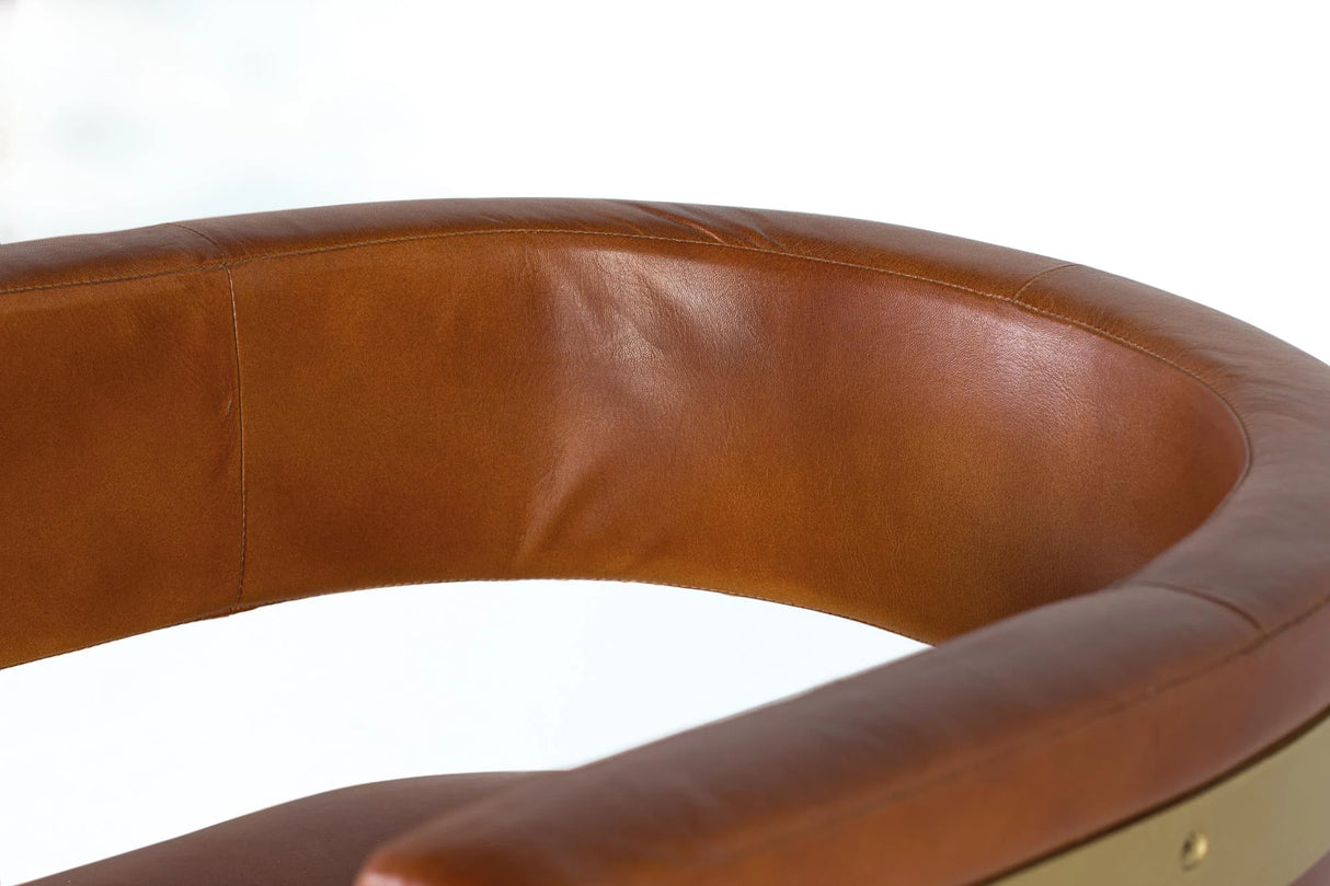 Giner and Colomer - Brown Leather Armchair With Metal Frame