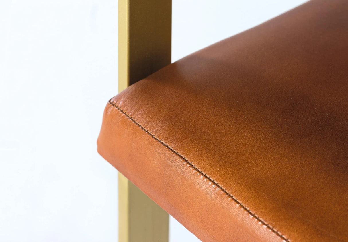 Giner and Colomer - Brown Leather Armchair With Metal Frame