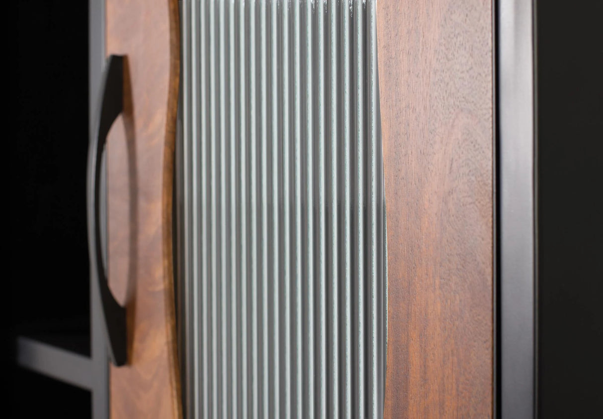 Giner and Colomer - Industrial 1-Door, 2-Drawer Mango Wood & Metal Display Cabinet