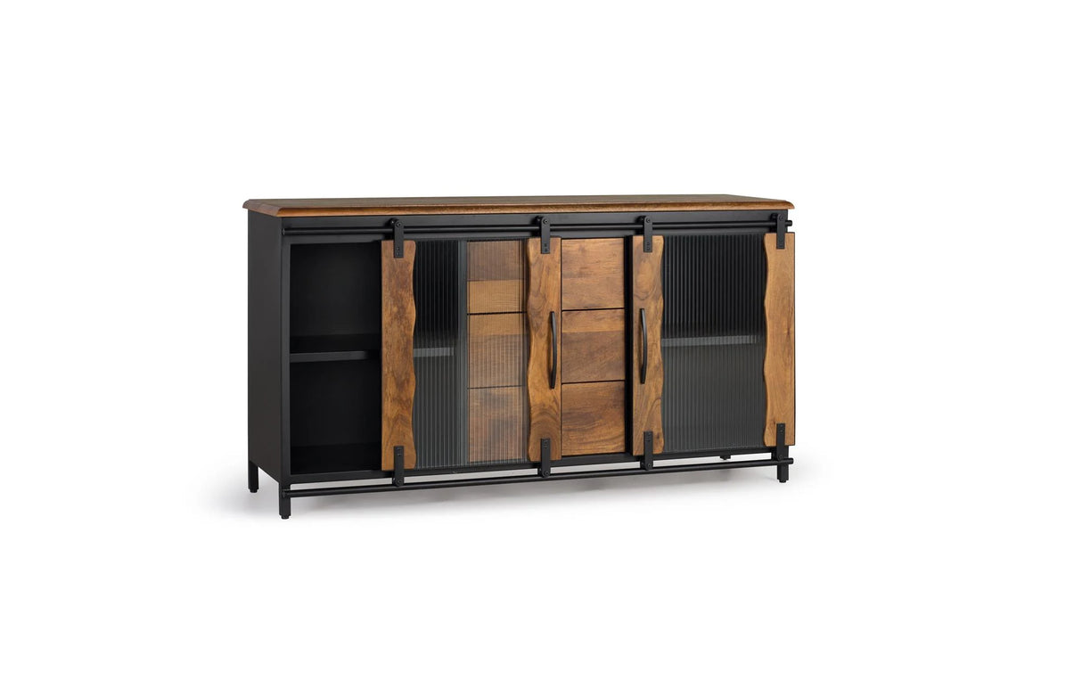 Giner and Colomer - Industrial 2-Door Mango Wood & Metal Sideboard