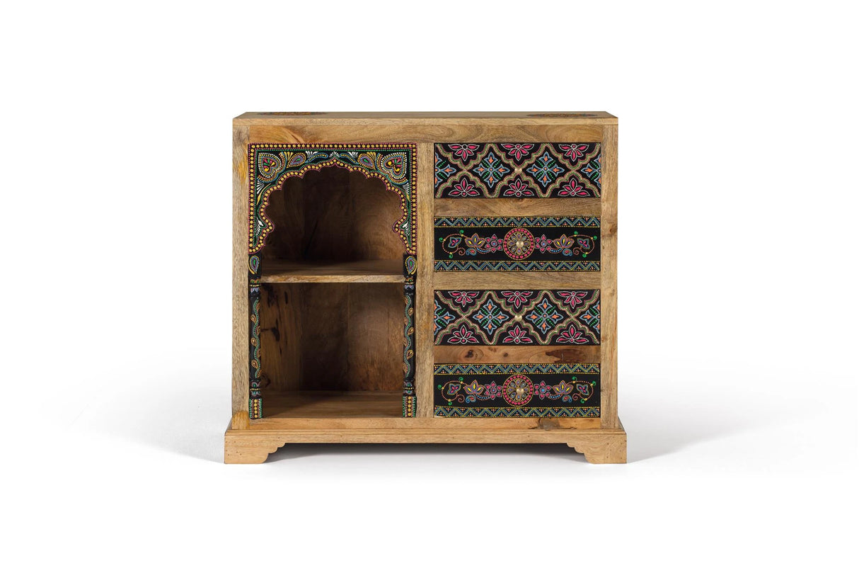 Giner and Colomer - 4-Drawer Mango Wood Console With Hand-Painted Details