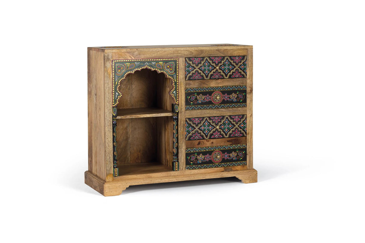 Giner and Colomer - 4-Drawer Mango Wood Console With Hand-Painted Details