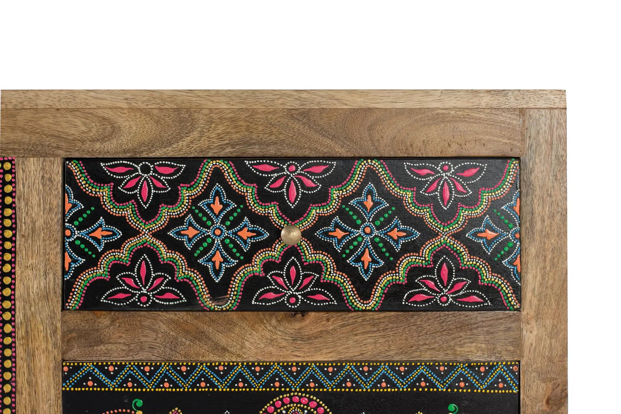 Giner and Colomer - 4-Drawer Mango Wood Console With Hand-Painted Details