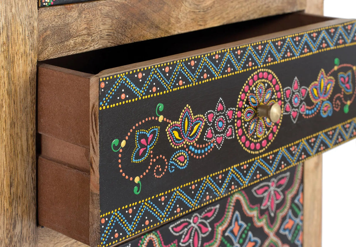 Giner and Colomer - 4-Drawer Mango Wood Console With Hand-Painted Details