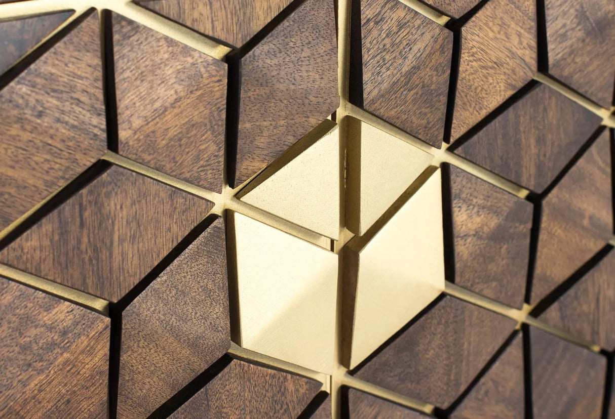 Giner and Colomer - Mango Wood & Metal TV Cabinet With 2 Doors & 2 Holes