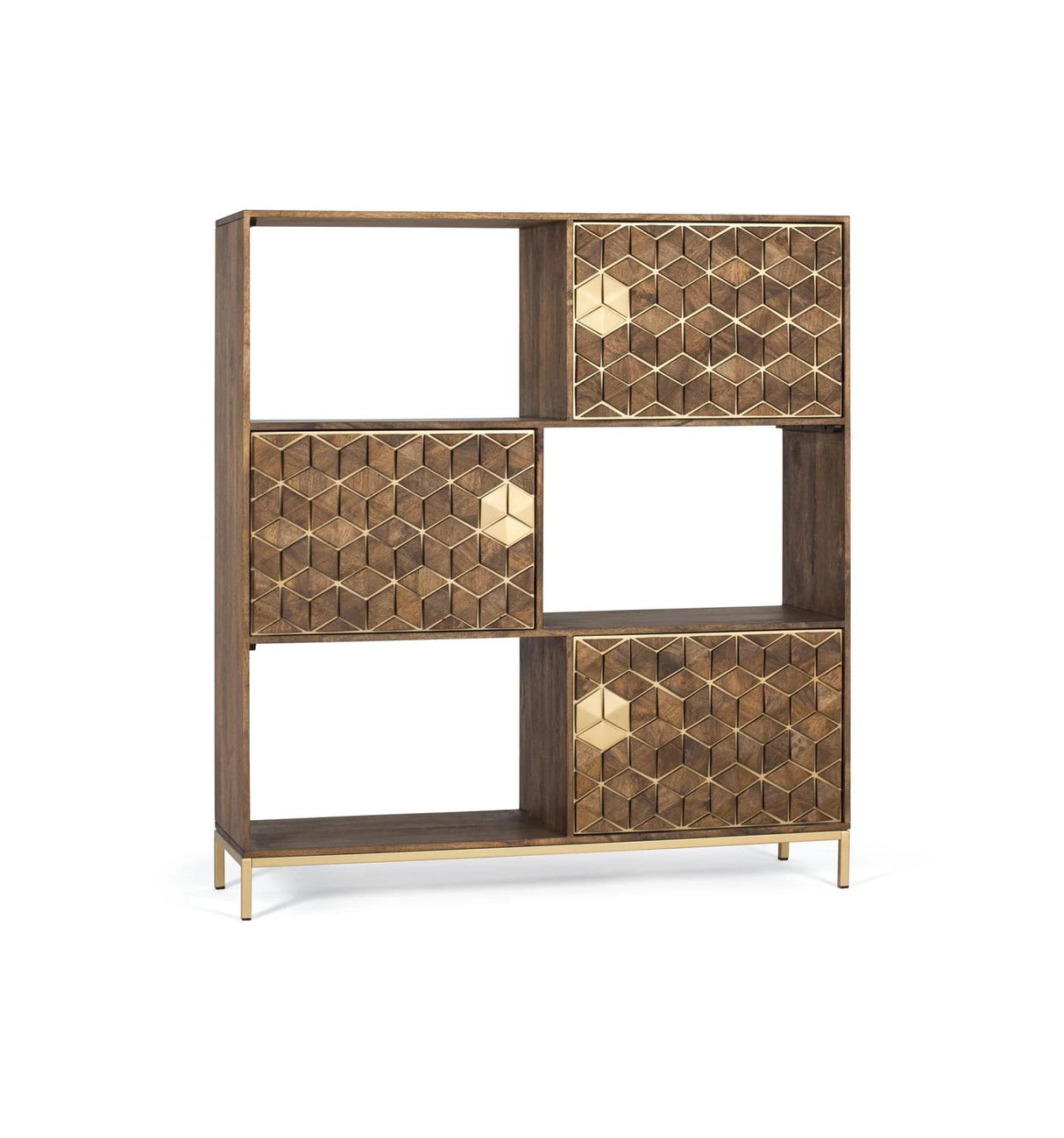 Giner and Colomer - 3-Door Mango Wood & Metal Bookcase