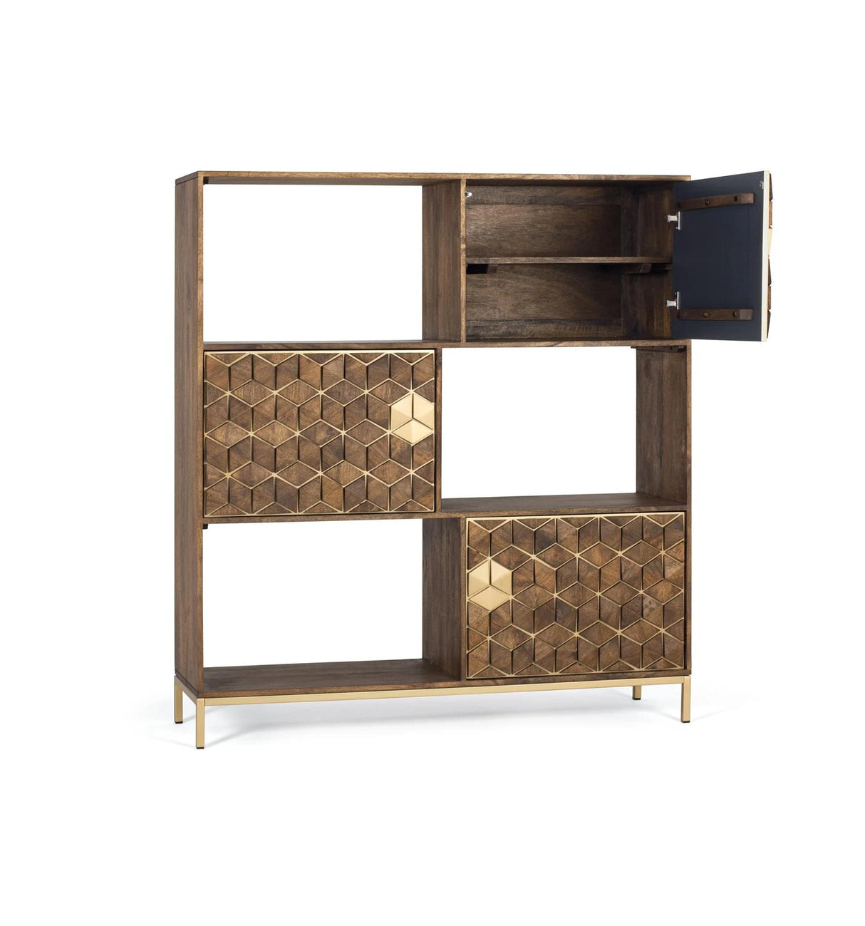 Giner and Colomer - 3-Door Mango Wood & Metal Bookcase