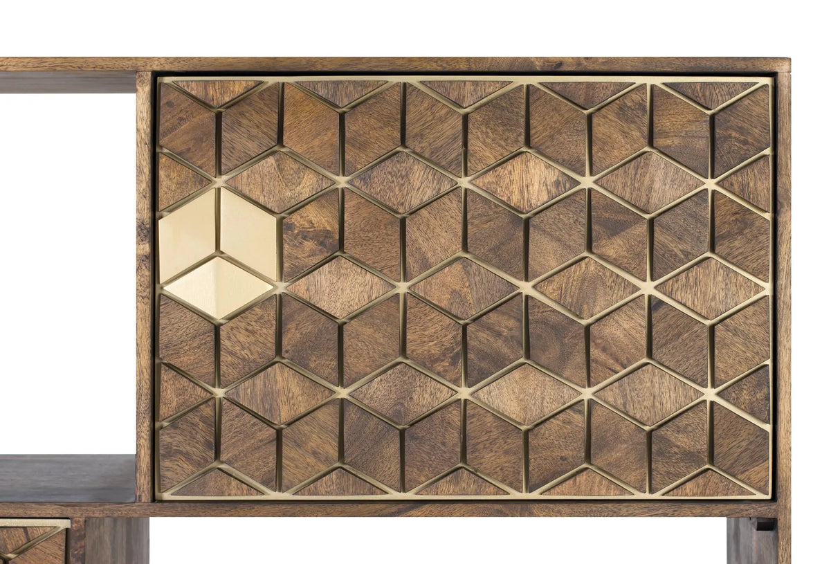 Giner and Colomer - 3-Door Mango Wood & Metal Bookcase