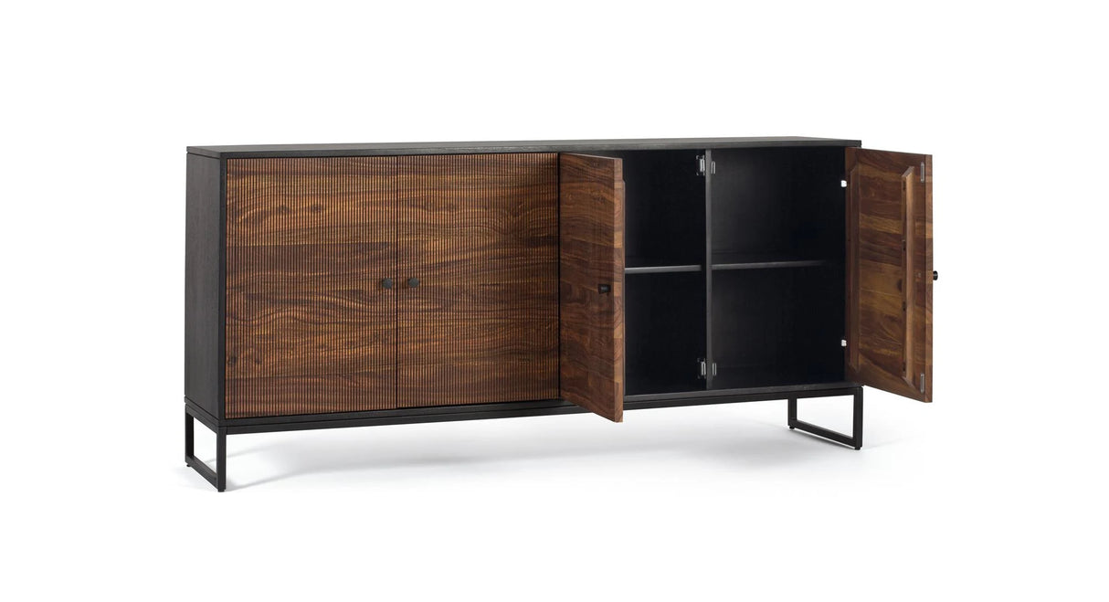 Giner and Colomer - 4-Door Rosewood & Mango Wood Sideboard With Metal Base
