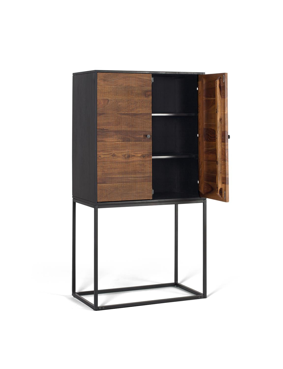 Giner and Colomer - 2-Door Rosewood & Mango Wood Cabinet With Metal Base