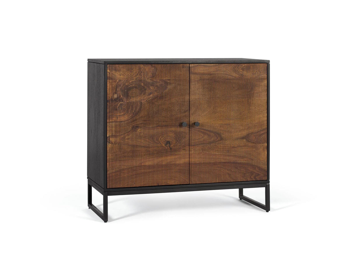 Giner and Colomer - 2-Door Console In Rosewood & Mango Wood, Metal Base