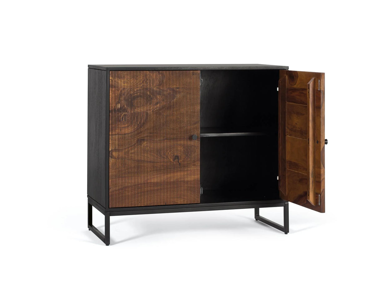 Giner and Colomer - 2-Door Console In Rosewood & Mango Wood, Metal Base