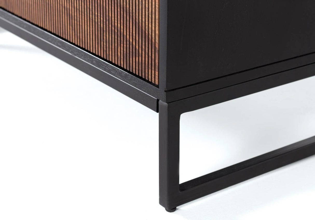 Giner and Colomer - 2-Door Console In Rosewood & Mango Wood, Metal Base