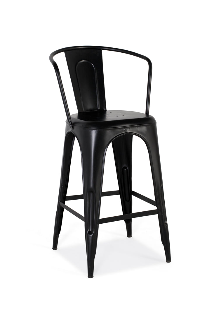 Giner and Colomer - Brown Leather Stool With Metal Frame (Seat Height: 80 cm)