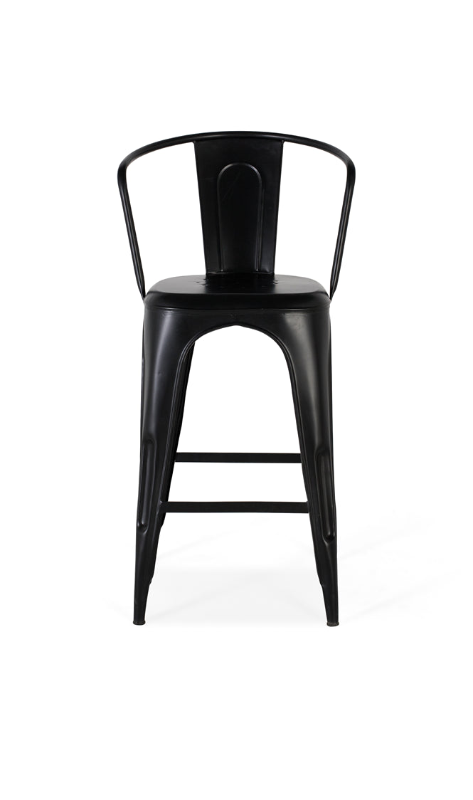 Giner and Colomer - Metal High Stool With Industrial Backrest
