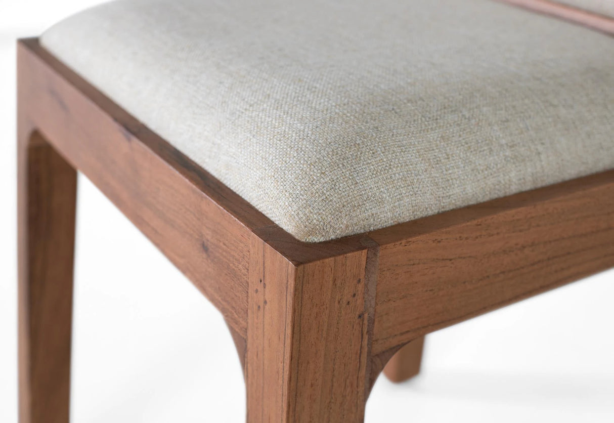 Giner and Colomer Set Of 2 Acacia Wood Chairs Upholstered In Beige Fabric