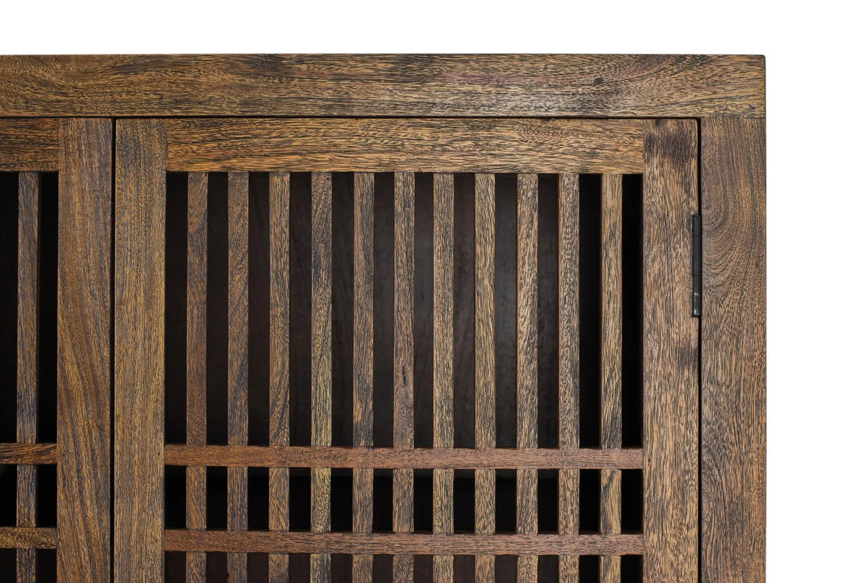 Giner and Colomer - 2-Door Acacia Wood Cabinet With Metal Base