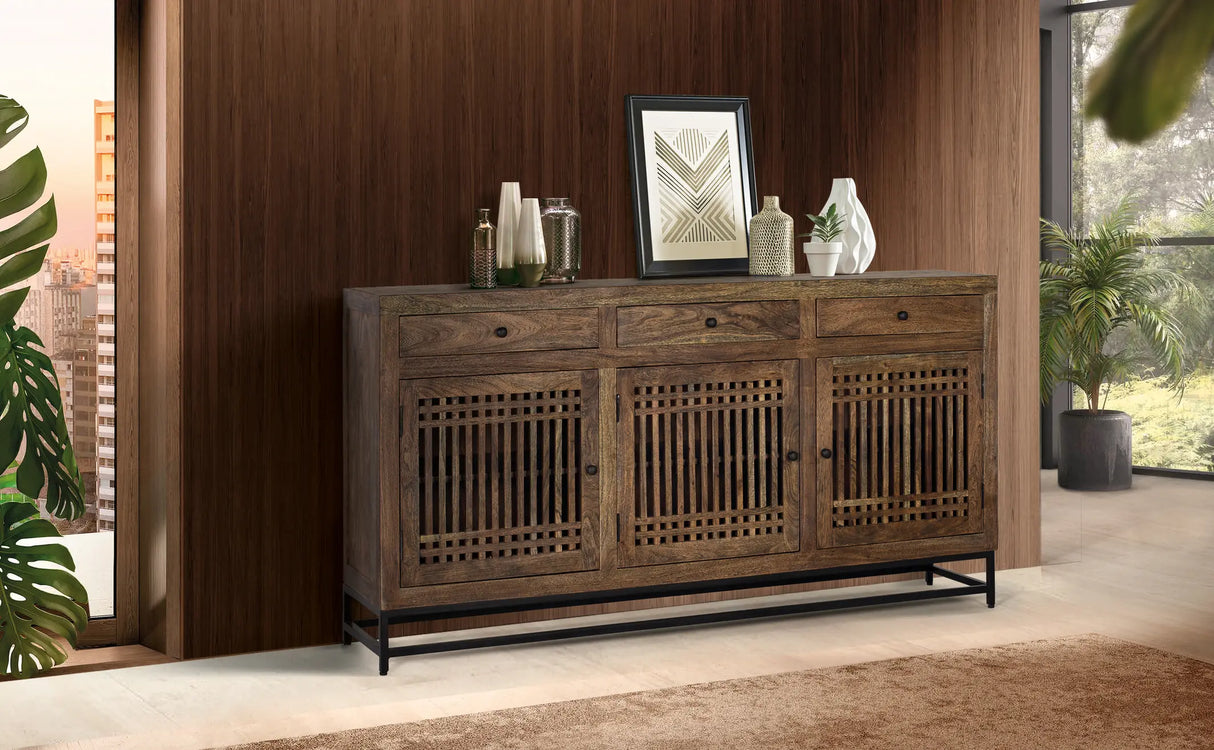 Giner and Colomer - Acacia Wood Sideboard With 3 Doors & 3 Drawers