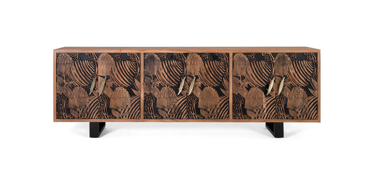 Giner and Colomer - 6-Door Acacia Wood Sideboard In Natural & Black
