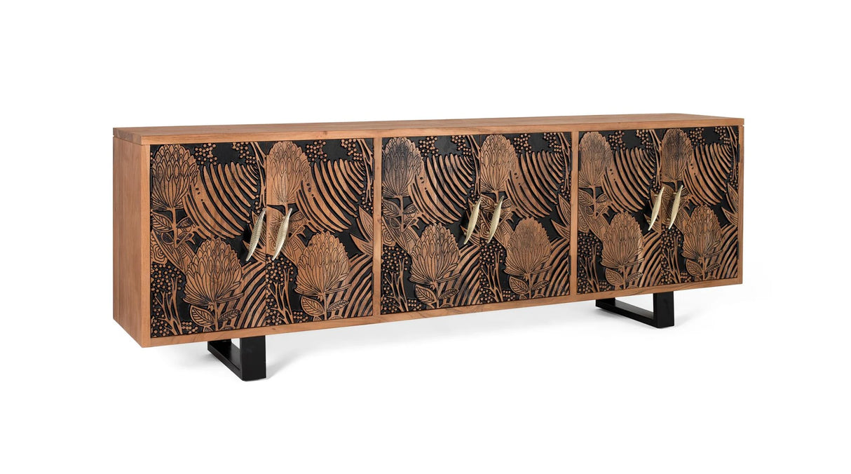 Giner and Colomer - 6-Door Acacia Wood Sideboard In Natural & Black