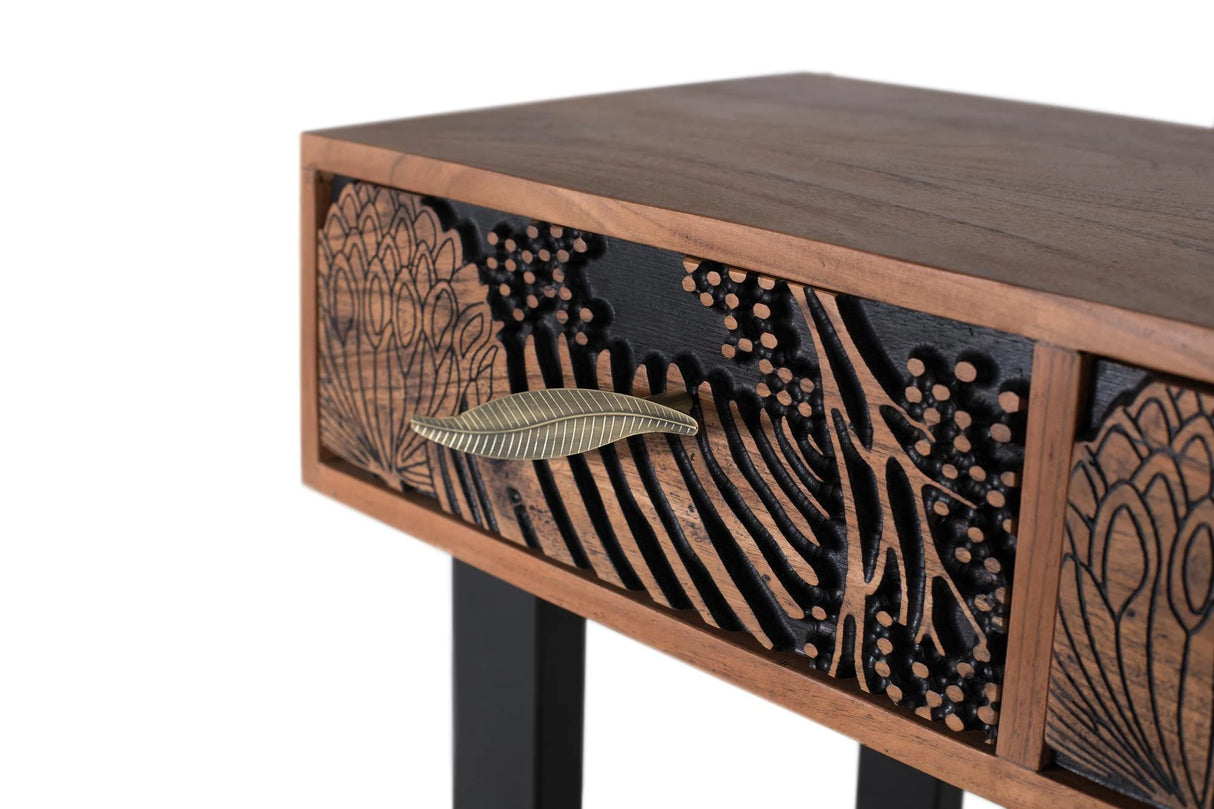 Giner and Colomer - 3-Drawer Acacia Wood Console In Natural & Black