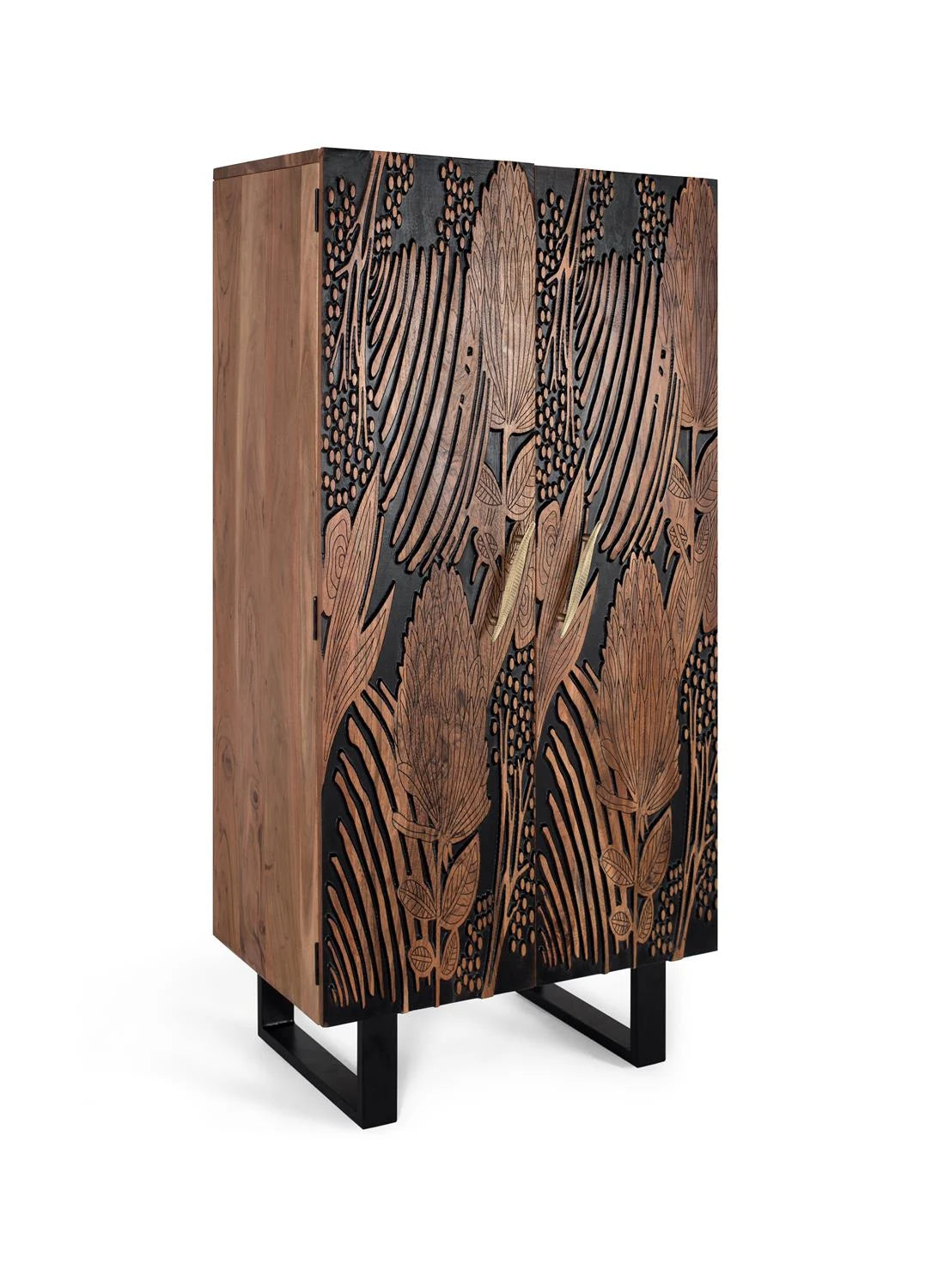 Giner and Colomer - 2-Door Acacia Wood Wardrobe In Natural & Black