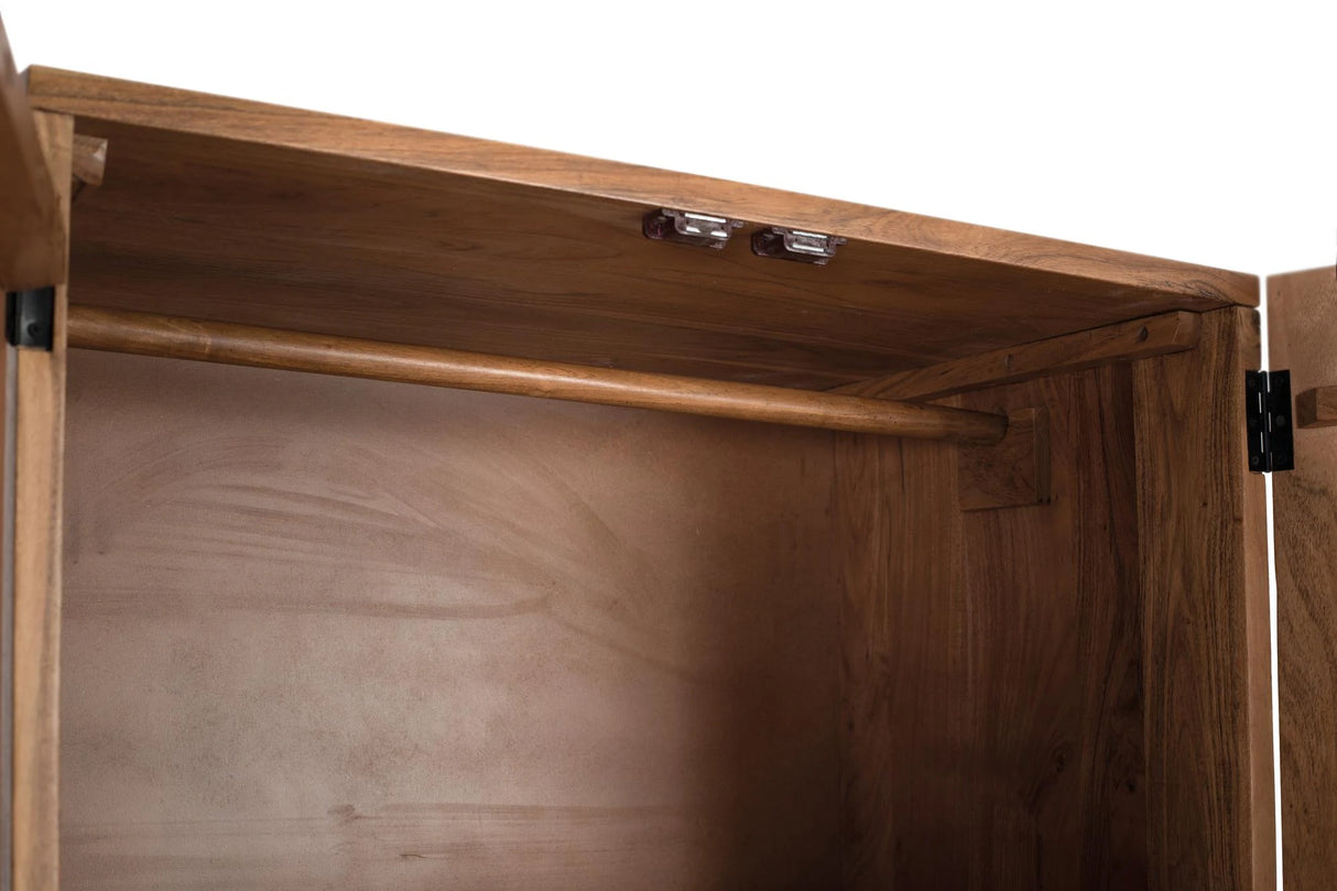 Giner and Colomer - 2-Door Acacia Wood Wardrobe In Natural & Black