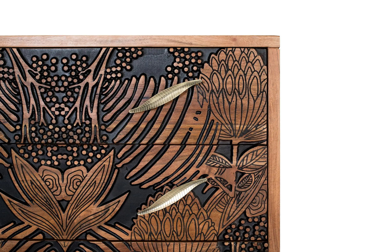 Giner and Colomer - 3-Drawer Acacia Wood Chest In Natural & Black