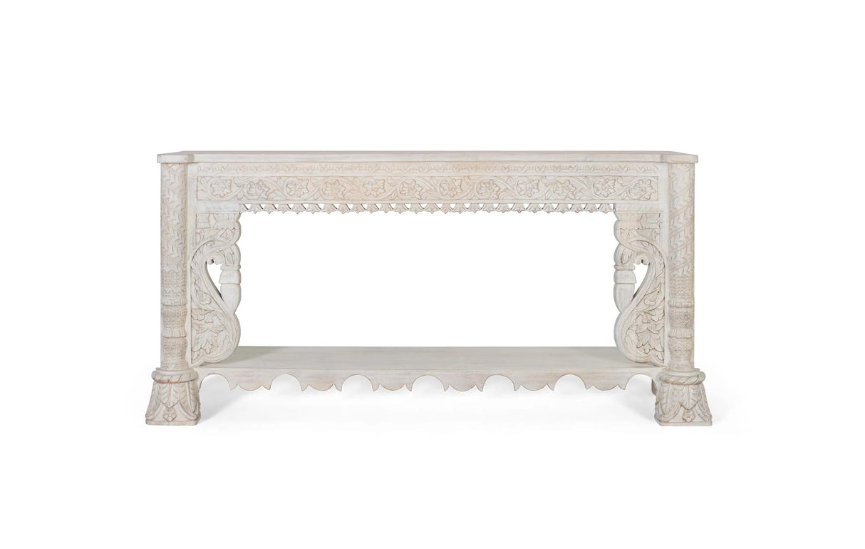 Giner and Colomer - Mango Wood Console With Turned Legs & Carved Details