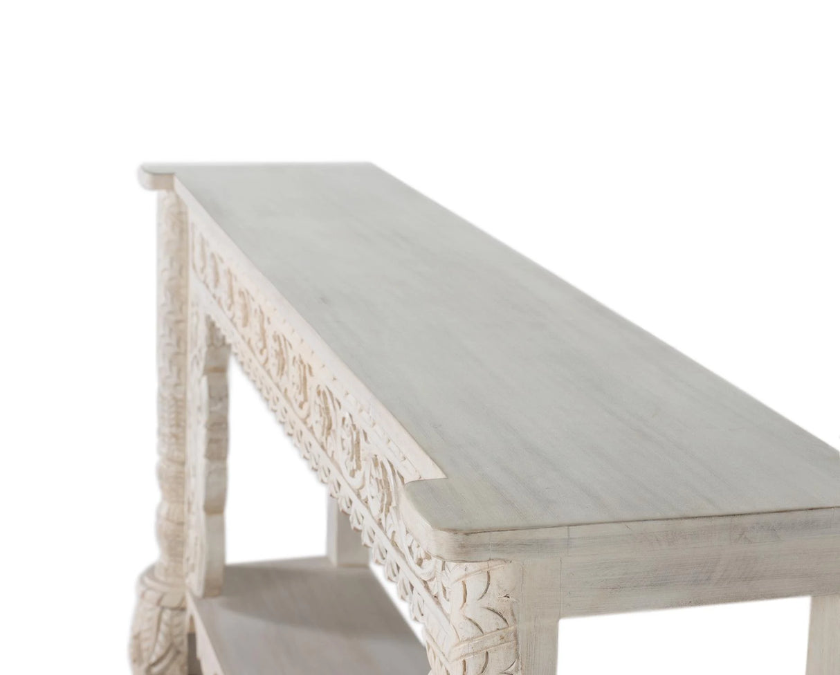 Giner and Colomer - Mango Wood Console With Turned Legs & Carved Details