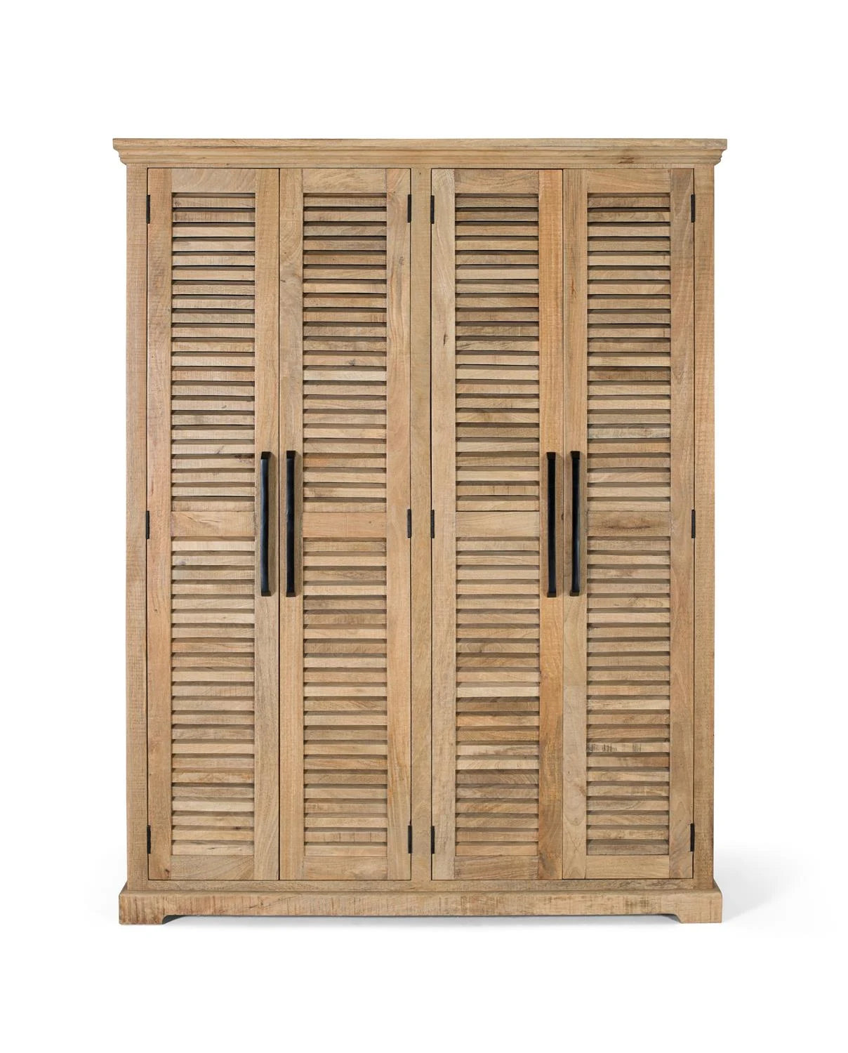 Giner and Colomer - 4-Door Natural Mango Wood Wardrobe With Adjustable Shelves