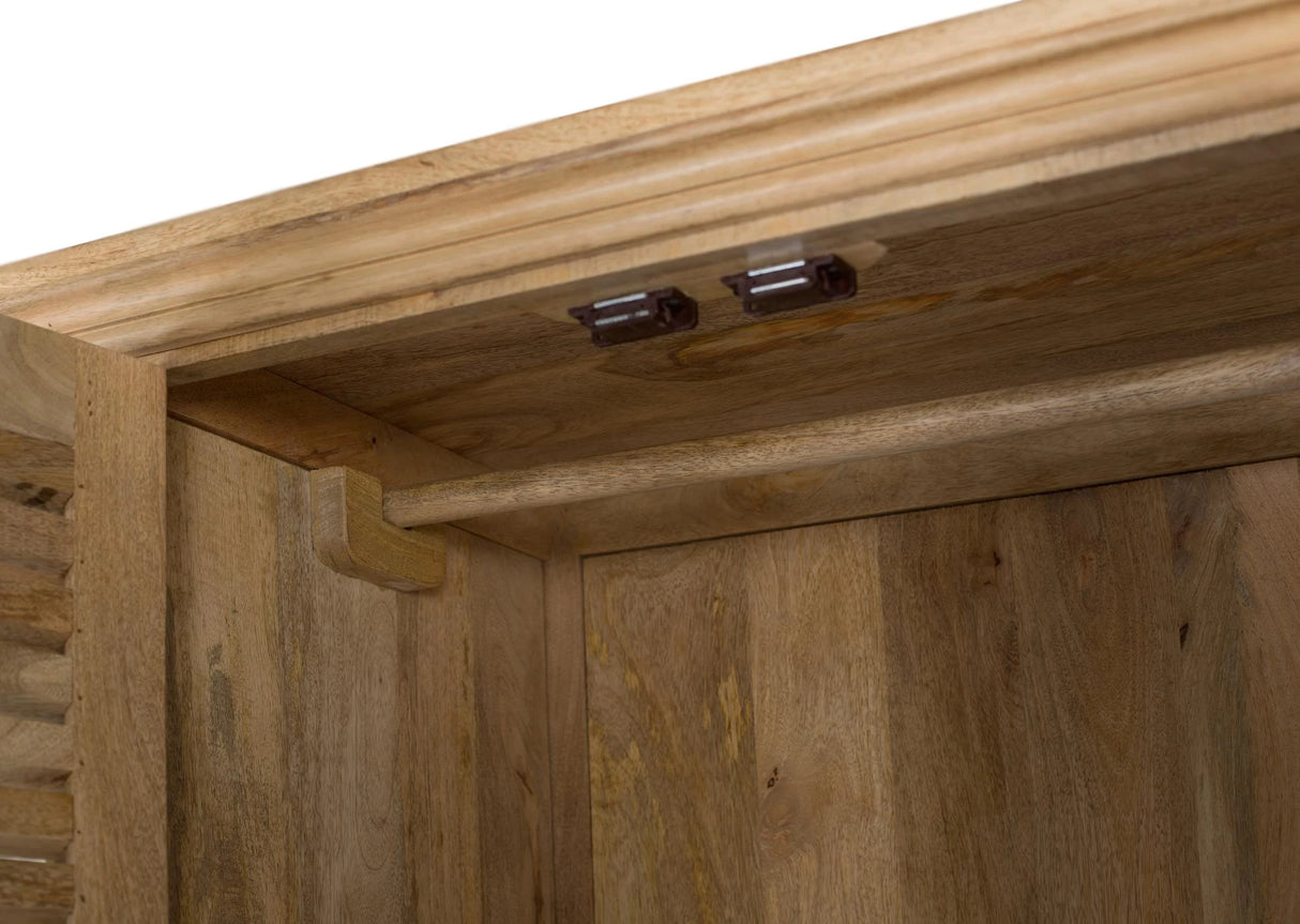 Giner and Colomer - 4-Door Natural Mango Wood Wardrobe With Adjustable Shelves