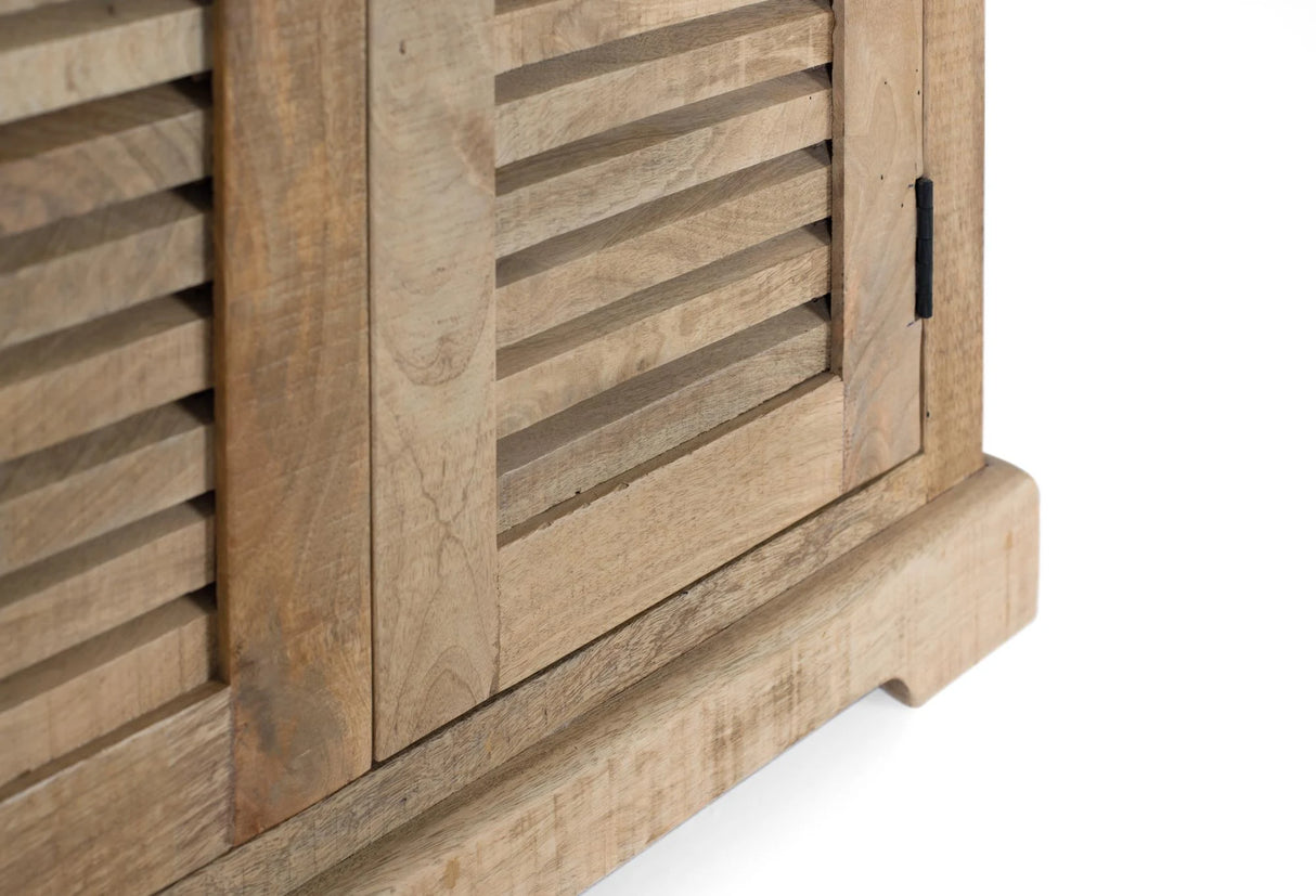 Giner and Colomer - 4-Door Natural Mango Wood Wardrobe With Adjustable Shelves