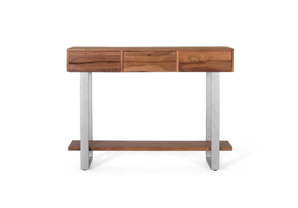 Giner and Colomer - 3-Drawer Acacia Wood Console With Lower Tray