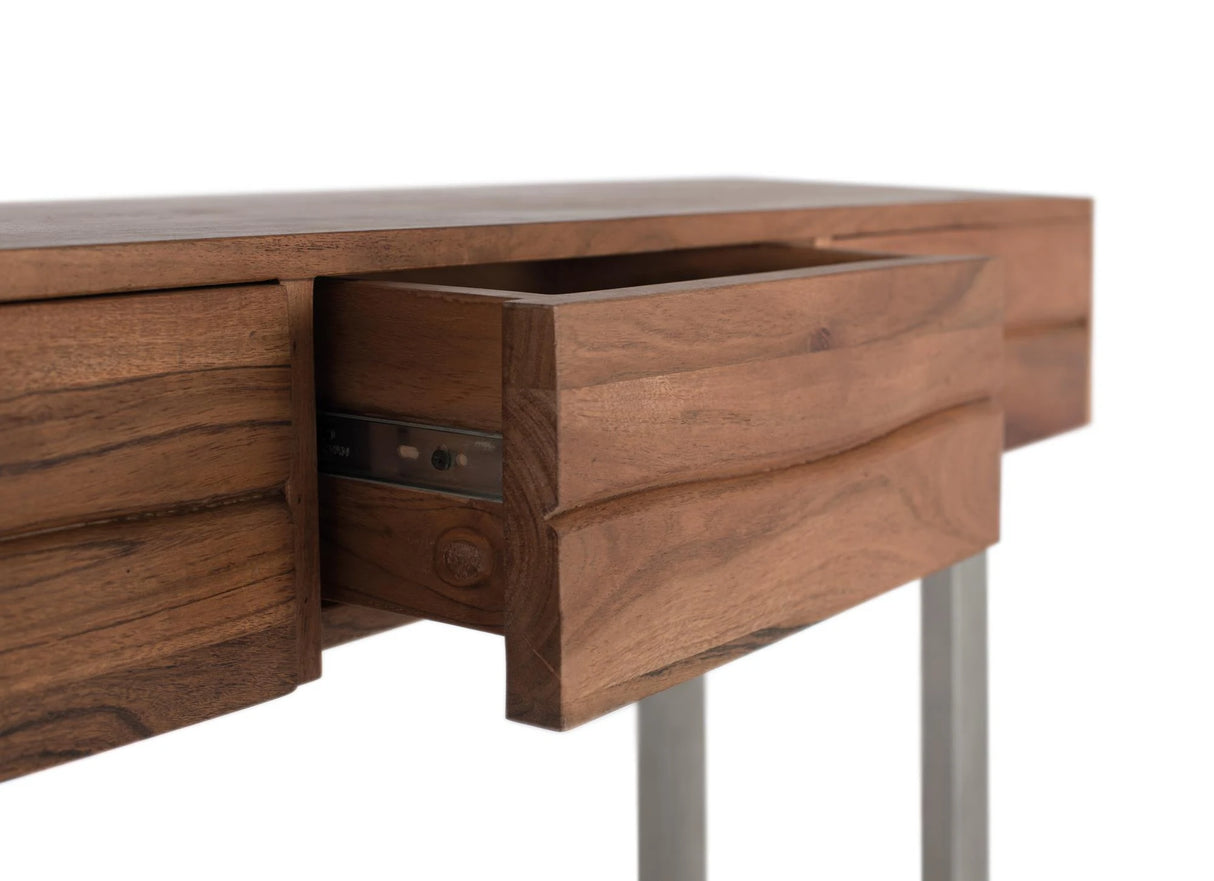Giner and Colomer - 3-Drawer Acacia Wood Console With Lower Tray