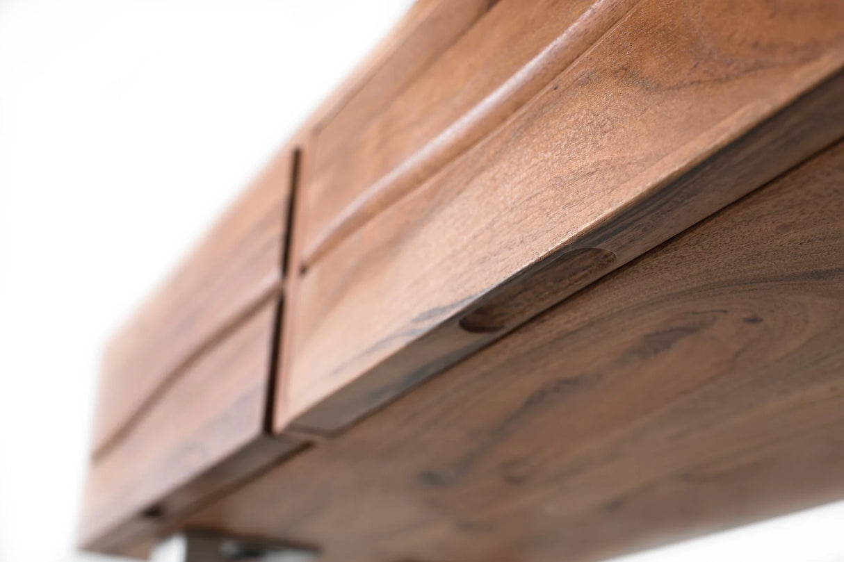 Giner and Colomer - 3-Drawer Acacia Wood Console With Lower Tray