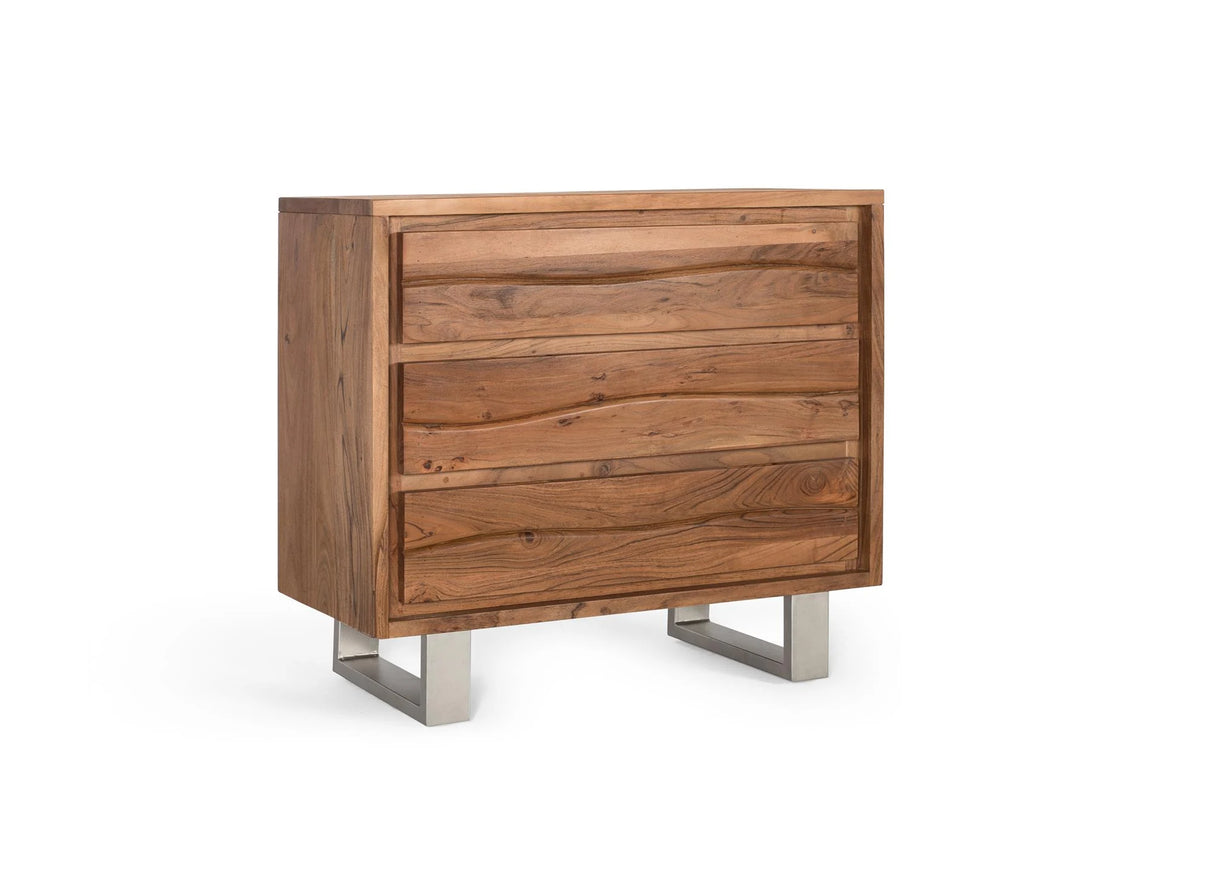 Giner and Colomer - 3-Drawer Acacia Wood Chest With Metal Legs