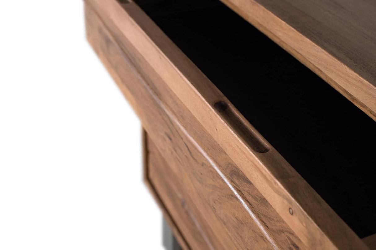 Giner and Colomer - 3-Drawer Acacia Wood Chest With Metal Legs