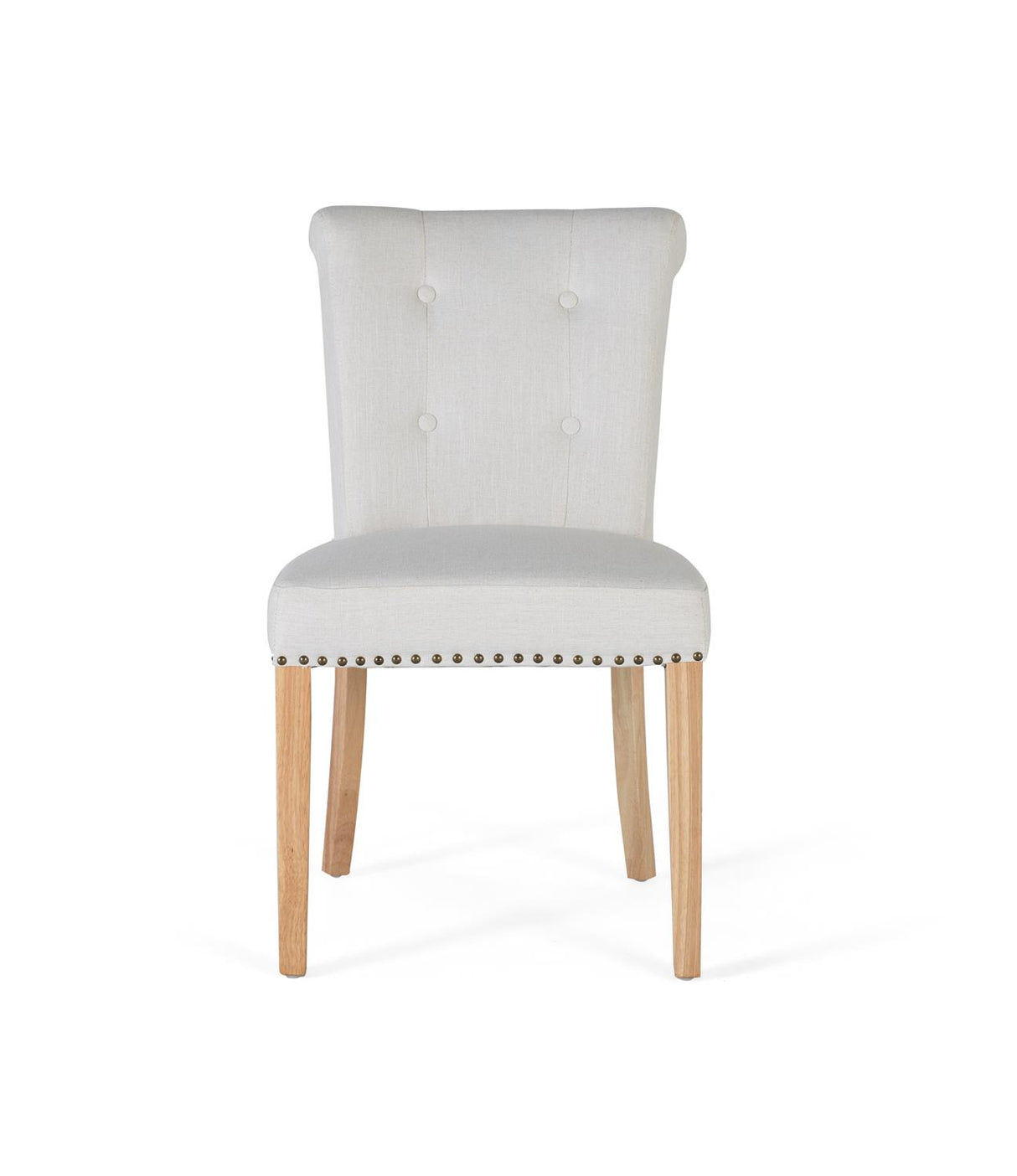 Giner and Colomer Set Of 2 Chairs Upholstered In Light Beige Fabric With Wooden Legs