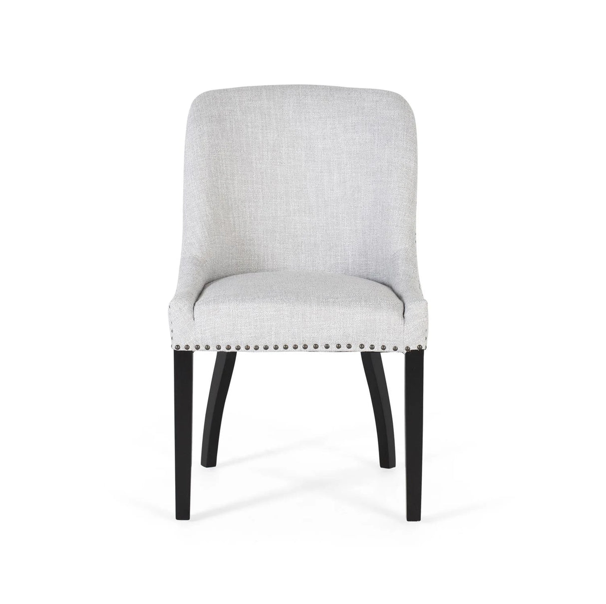 Giner and Colomer Set Of 2 Chairs Upholstered In Light Grey Fabric With Black Wooden Legs